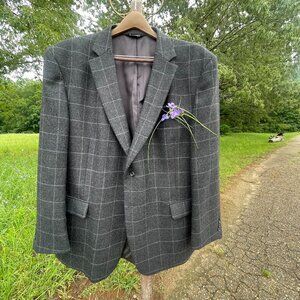 Men's Size 48R Jos. A. Bank Gray Plaid Wool Sports Jacket